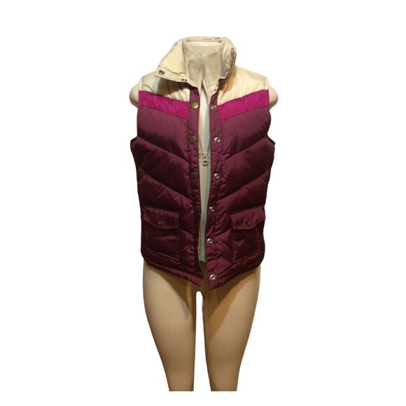 Jackets & Blazers - Old Navy Burgandy Beige Puffer Vest Small SKU12